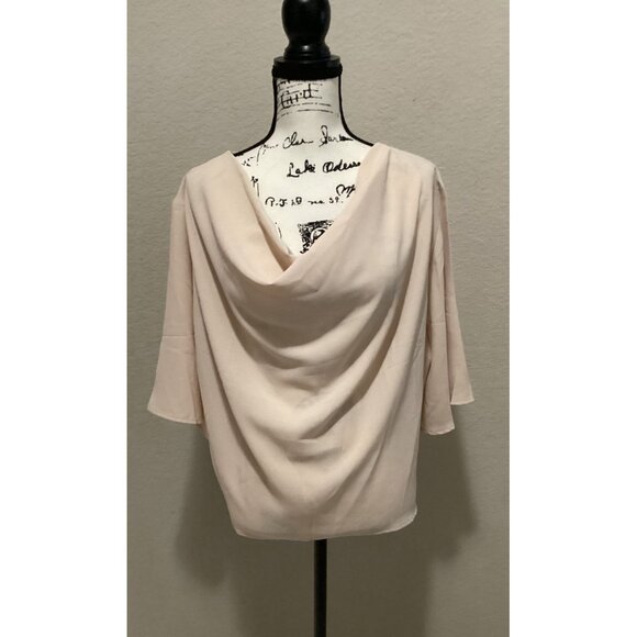 Elegant Women's Draped Blouse With Wide Sleeves - Light Beige - Size S - Picture 1 of 5